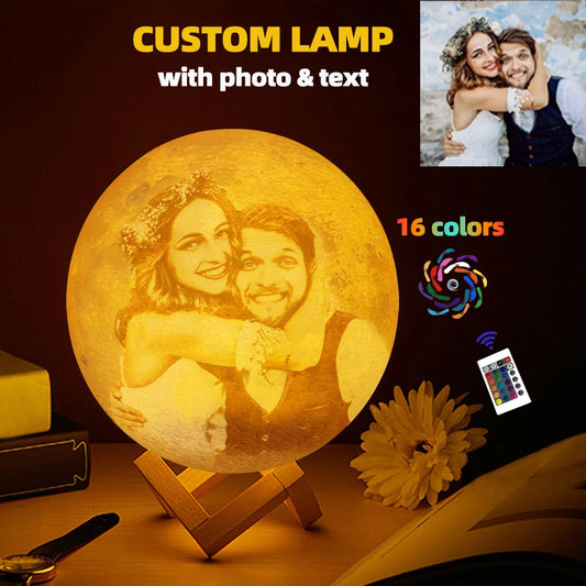 Personalized 3D Moon Lamp - USB Rechargeable