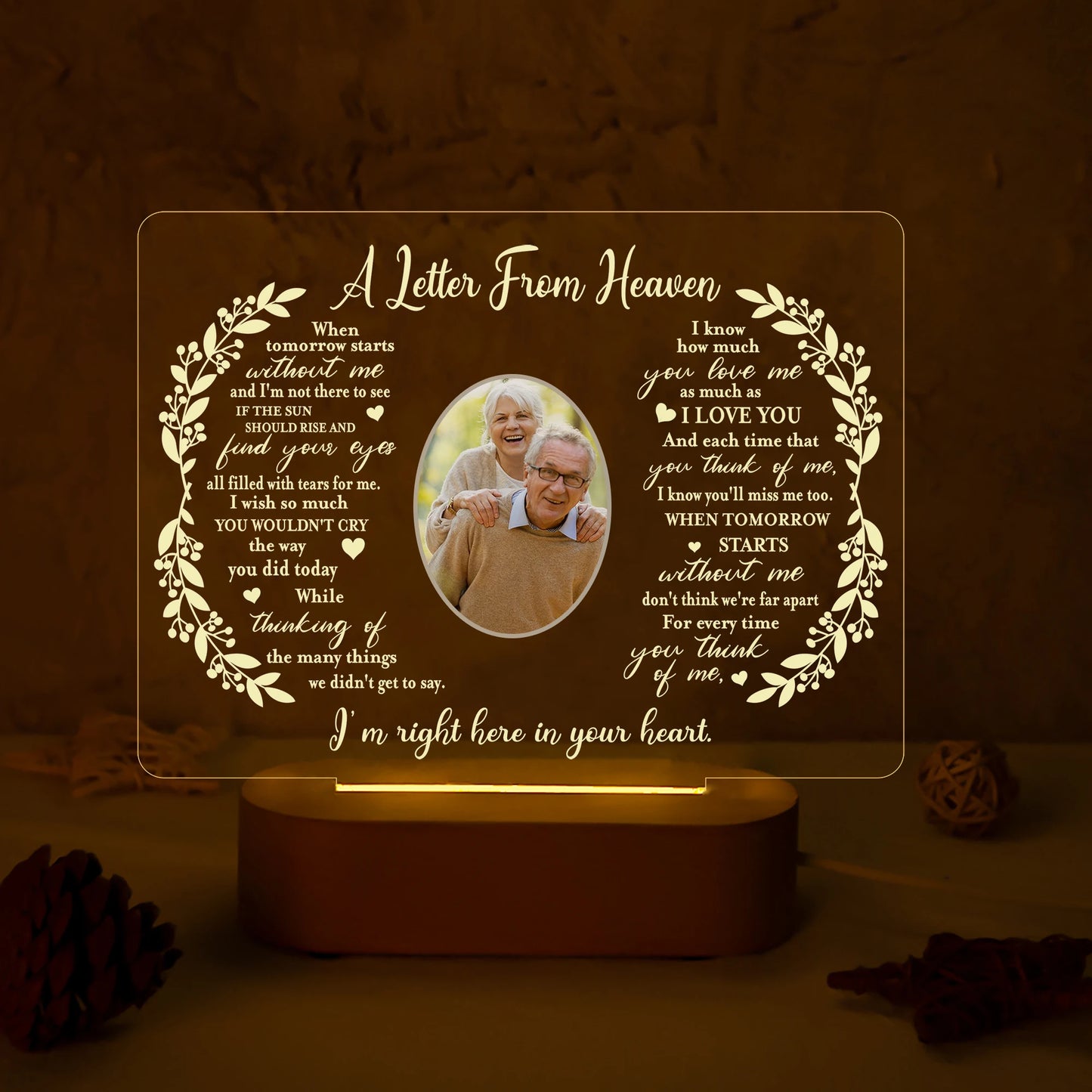 Personalized Unique Light Up Picture Frames with Photo and Text