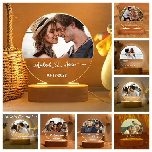 Personalized Night Light 3D Photo Lamp Customized Photo Text