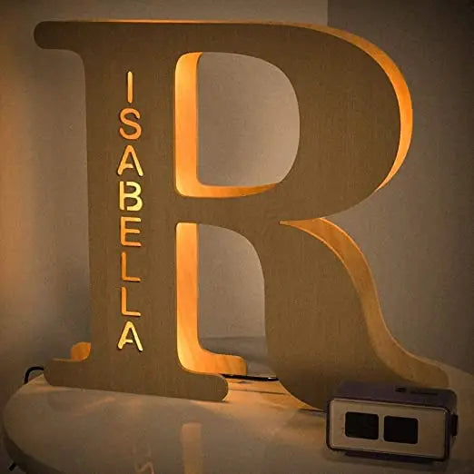 Personalized Wall Decor 26 Letter with Engraved Name LED Night Light