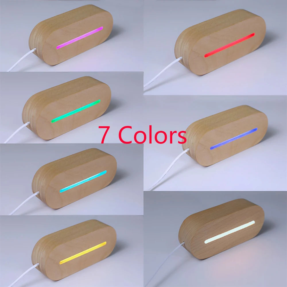 Personalized Name Date 3D Illusion NightLight USB LED Wood Base Acrylic Lamp