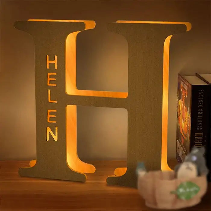 Personalized Wall Decor 26 Letter with Engraved Name LED Night Light