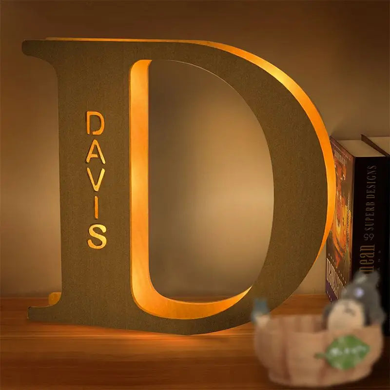 Personalized Wall Decor 26 Letter with Engraved Name LED Night Light