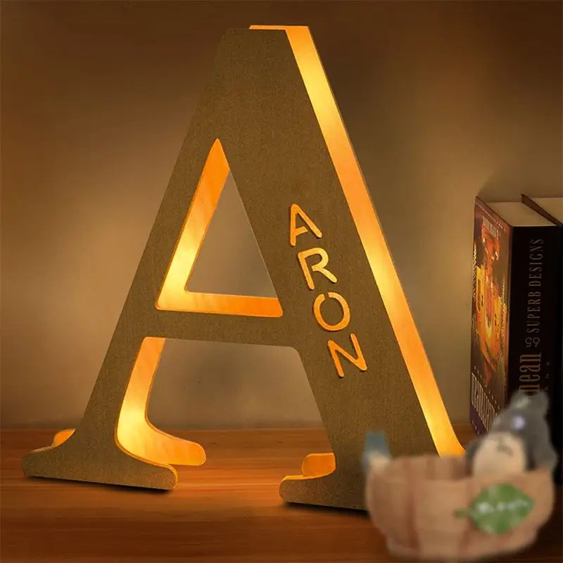 Personalized Wall Decor 26 Letter with Engraved Name LED Night Light