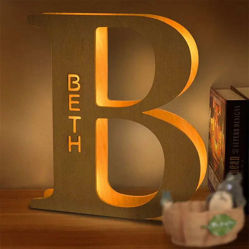 Personalized Wall Decor 26 Letter with Engraved Name LED Night Light