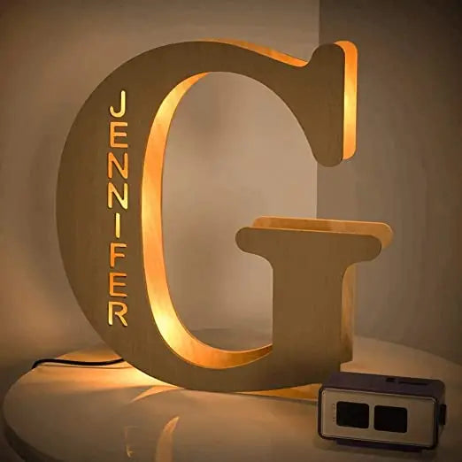 Personalized Wall Decor 26 Letter with Engraved Name LED Night Light