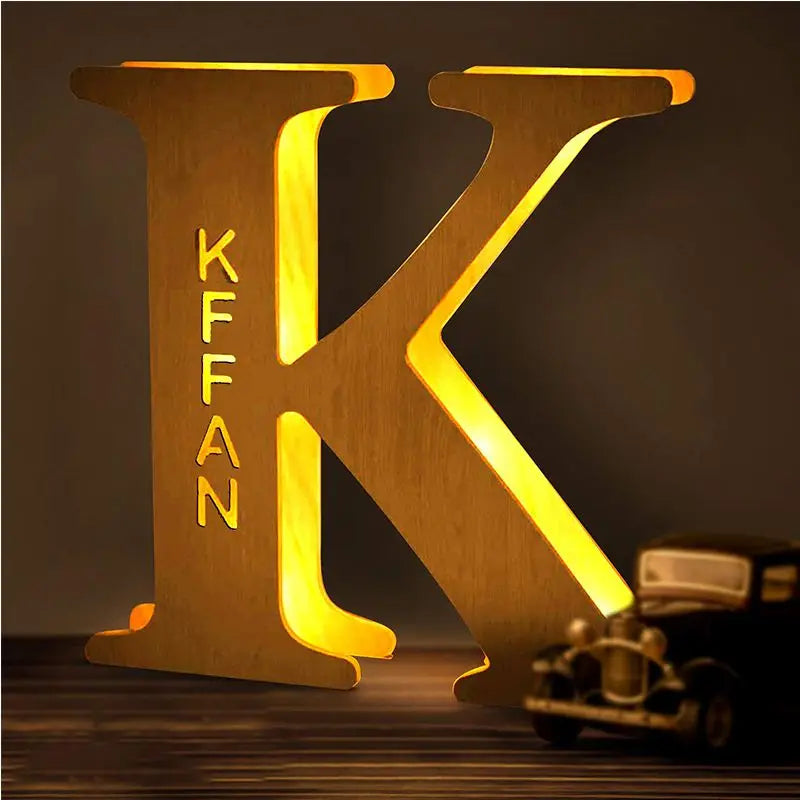 Personalized Wall Decor 26 Letter with Engraved Name LED Night Light