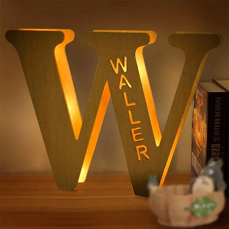 Personalized Wall Decor 26 Letter with Engraved Name LED Night Light