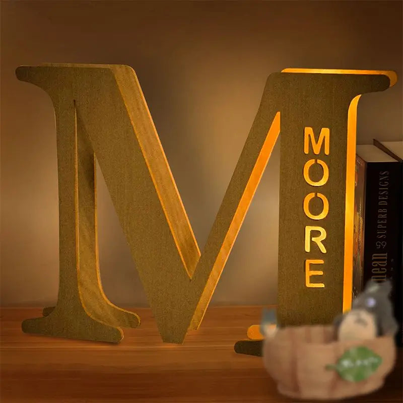 Personalized Wall Decor 26 Letter with Engraved Name LED Night Light